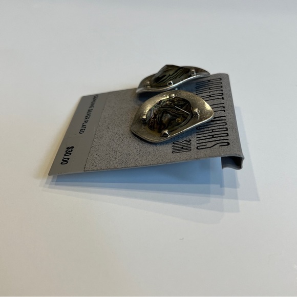 Robert Lee Morris Abalone Antique Silver Disc Post Earrings NWT - Picture 3 of 7